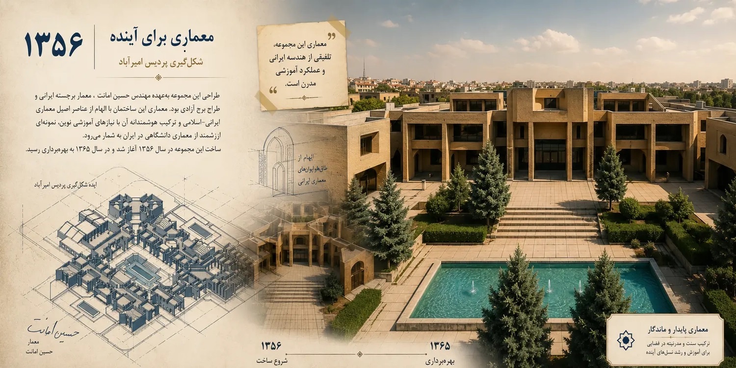 شکلگیری ساختمان دانشکدگان در امیرآباد